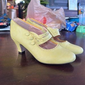 Yellow Mary Jane heels